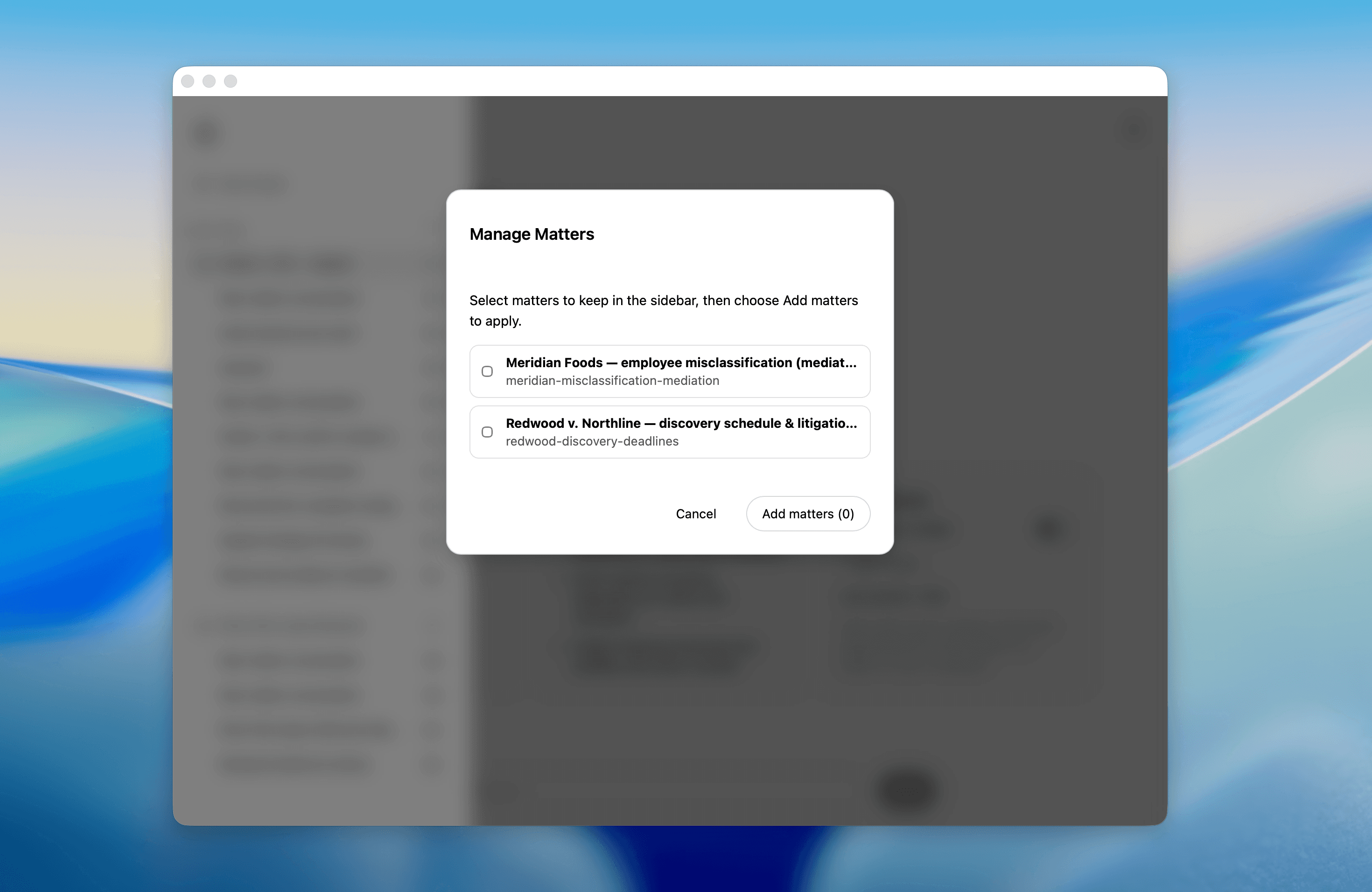 Gmail import and matter detection preview